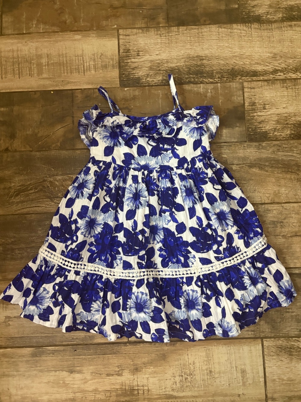 Blue and White Floral Ruffled Sundress